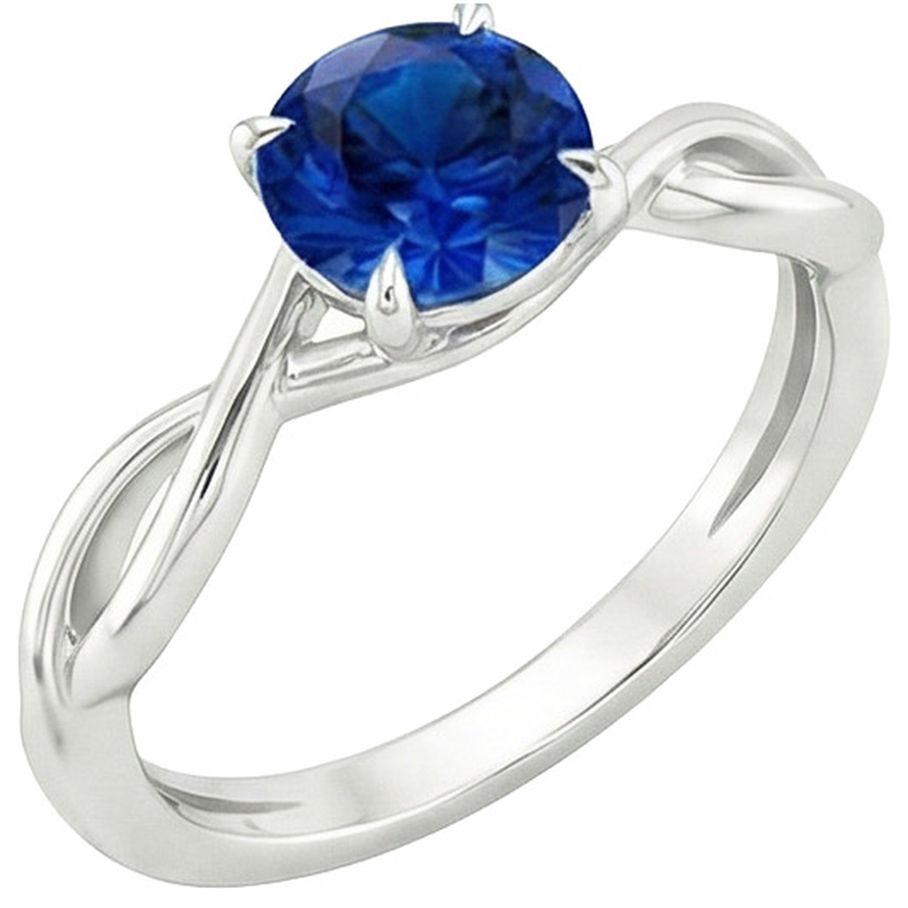 natural round sapphire 2ct ring side angle