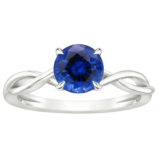 natural round sapphire 2ct ring close up detail