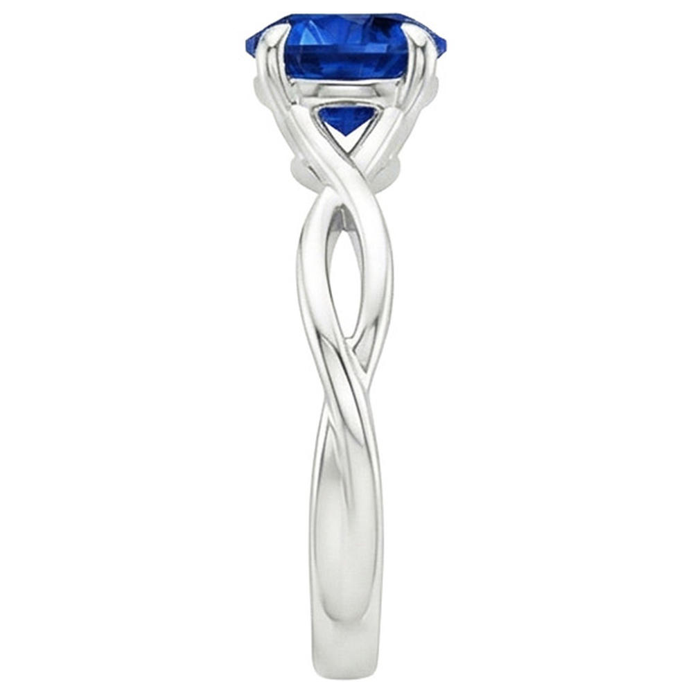 natural round sapphire 2ct ring profile view