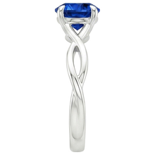 natural round sapphire 2ct ring profile view
