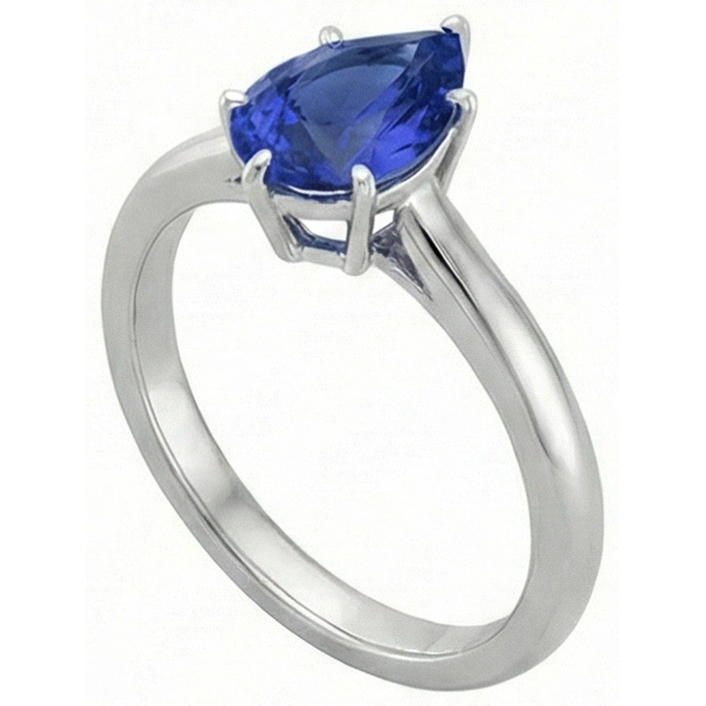natural pear sapphire 2ct ring close up detail