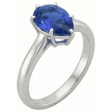 natural pear sapphire 2ct ring top view