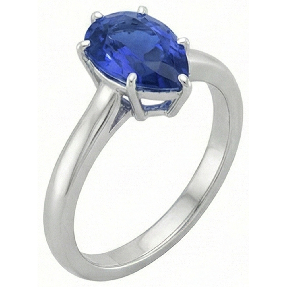 natural pear sapphire 2ct ring top view