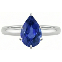 natural pear sapphire 2ct ring profile view