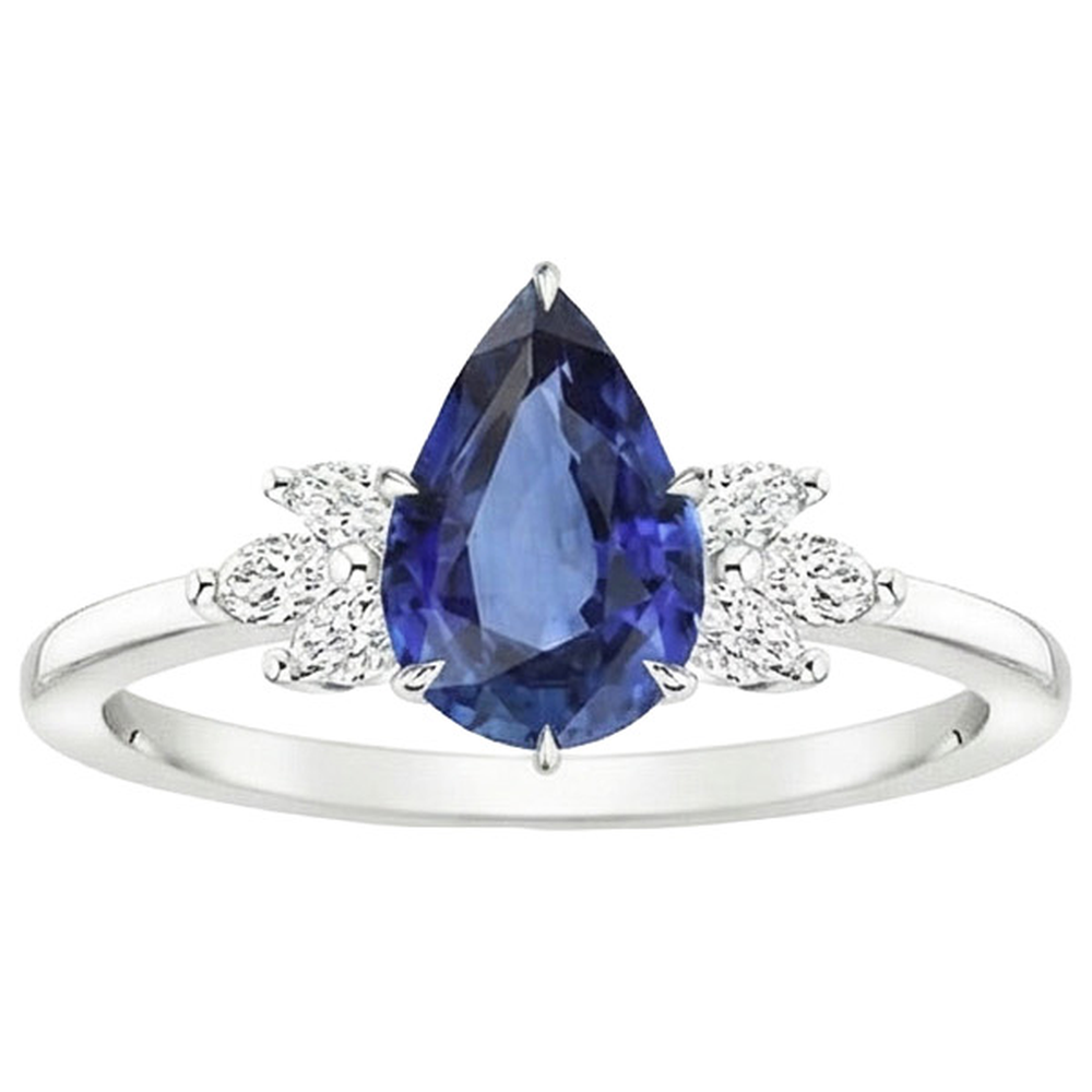 natural pear sapphire 5ct ring profile view
