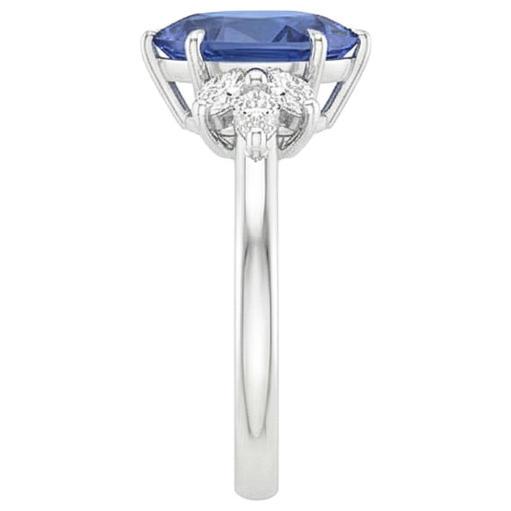natural pear sapphire 5ct ring on white background