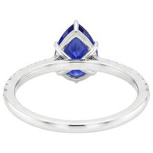 Solitaire Blue Sapphire Ring Pear Cut & Pave Set Natural Earth Mined Diamonds 4.50 Carats