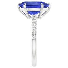 Solitaire Blue Sapphire Ring Pear Cut & Pave Set Natural Earth Mined Diamonds 4.50 Carats