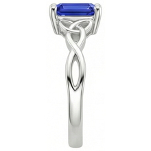 Solitaire Blue Sapphire Ring Vintage Style Emerald Cut 3.50 Carats