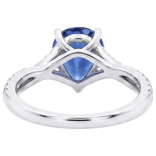 Solitaire Blue Sapphire Ring White Gold Pave Set Natural Earth Mined Diamonds 4 Carats