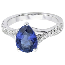 Solitaire Blue Sapphire Ring White Gold Pave Set Natural Earth Mined Diamonds 4 Carats