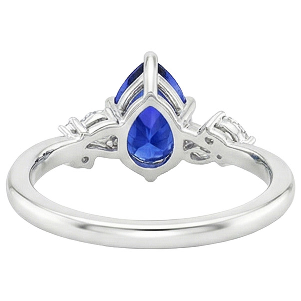 Solitaire Blue Sapphire Ring With Natural Earth Mined DIAMOND ( NOT LAB GROWN )s Accents 3.50 Carats