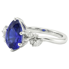 Solitaire Blue Sapphire Ring With Natural Earth Mined DIAMOND ( NOT LAB GROWN )s Accents 3.50 Carats