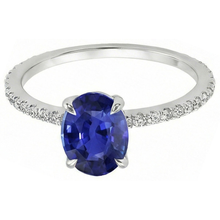Solitaire Blue Sapphire Ring With Natural Earth Mined Diamond Accents 3.75 Carats