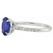 Solitaire Blue Sapphire Ring With Natural Earth Mined Diamond Accents 3.75 Carats