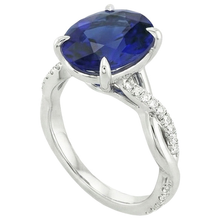 Solitaire Blue Sapphire Ring With Natural Earth Mined Diamond Accents 4.50 Carats