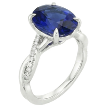 Solitaire Blue Sapphire Ring With Natural Earth Mined Diamond Accents 4.50 Carats