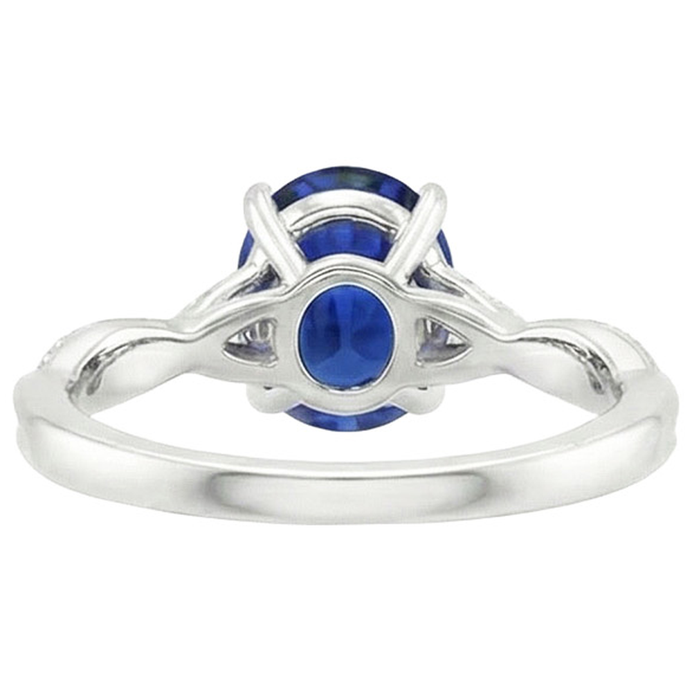 Solitaire Blue Sapphire Ring With Natural Earth Mined Diamond Accents 4.50 Carats