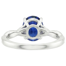 Solitaire Blue Sapphire Ring With Natural Earth Mined Diamond Accents 4.50 Carats