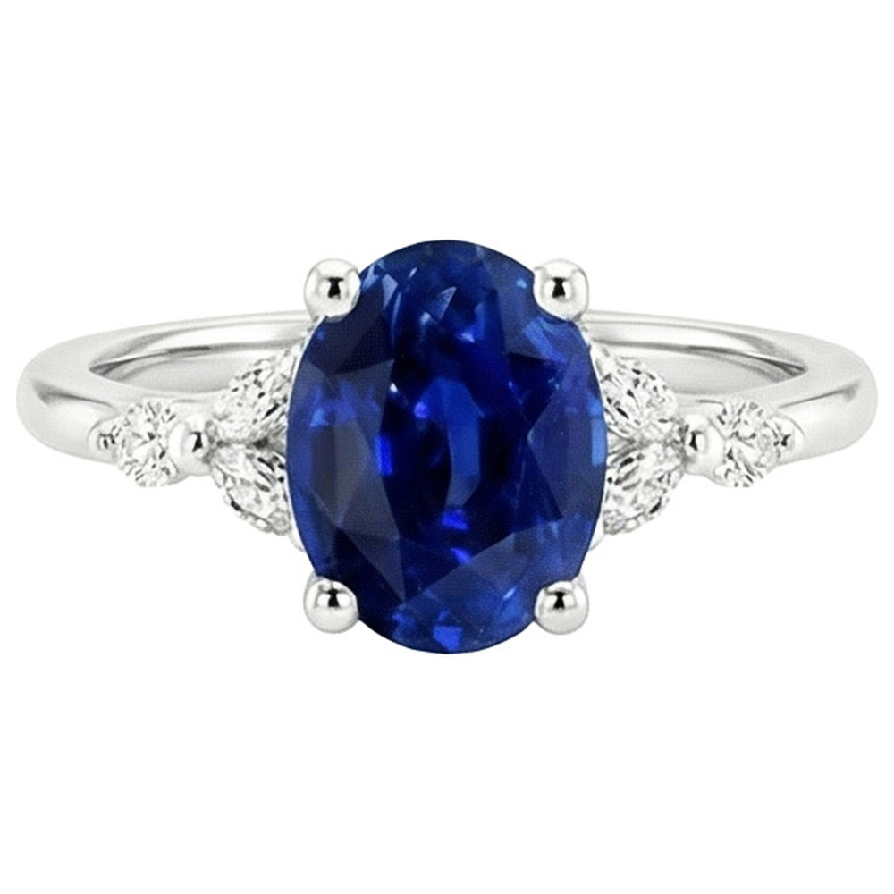 natural round sapphire 3.75ct ring top view