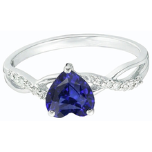 Solitaire Blue Sapphire Ring & Natural Earth Mined Diamond Accents 2 Carats Twisted Style