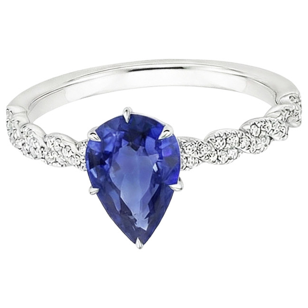 natural round sapphire 3.50ct ring top view
