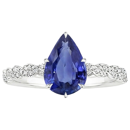 natural round sapphire 3.50ct ring profile view