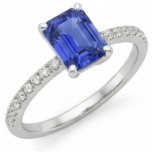 Solitaire Blue Sapphire With Accents Ring & Pave Set Natural Earth Mined Diamonds 5 Carats