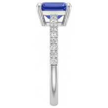 Solitaire Blue Sapphire With Accents Ring & Pave Set Natural Earth Mined Diamonds 5 Carats