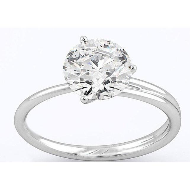 Solitaire Brilliant Cut 3 Ct Real Diamond Anniversary Ring Gold White