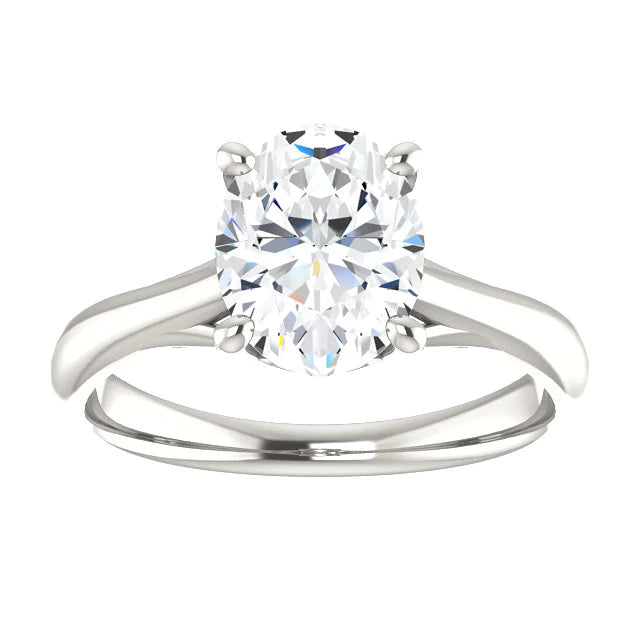 Solitaire Cathedral Setting Real Oval Diamond Ring 4 Carats Women Jewelry3