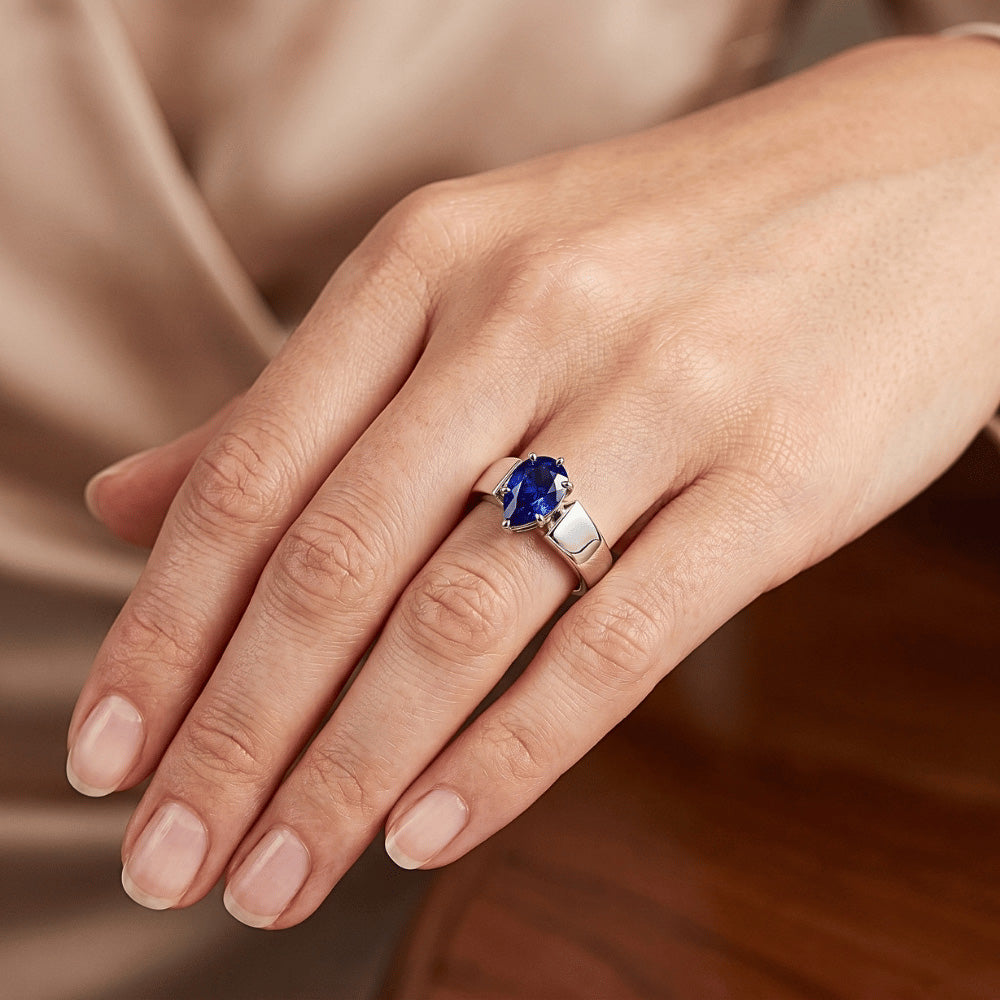Solitaire Ceylon Sapphire Ring 1.50 Carats Prong Set Ladies Jewellery
