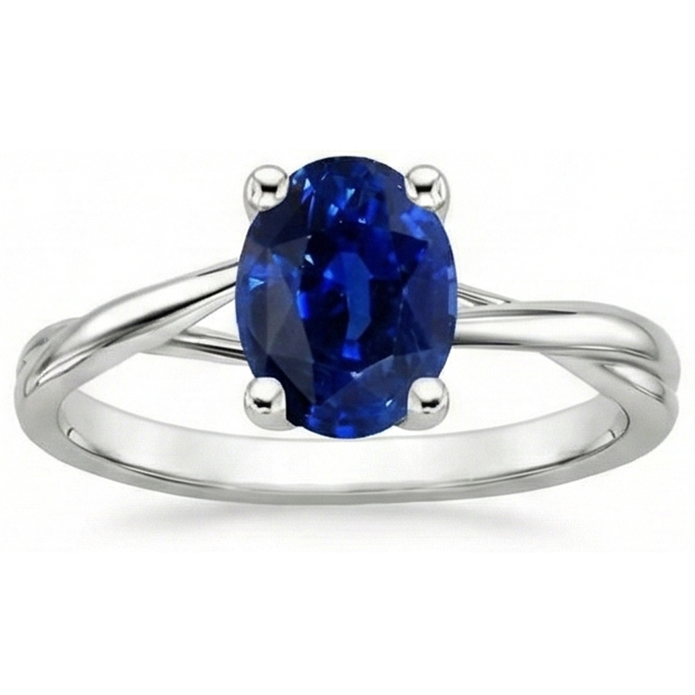 Solitaire Ceylon Sapphire Ring Oval Cut Prong Set 3 Carats