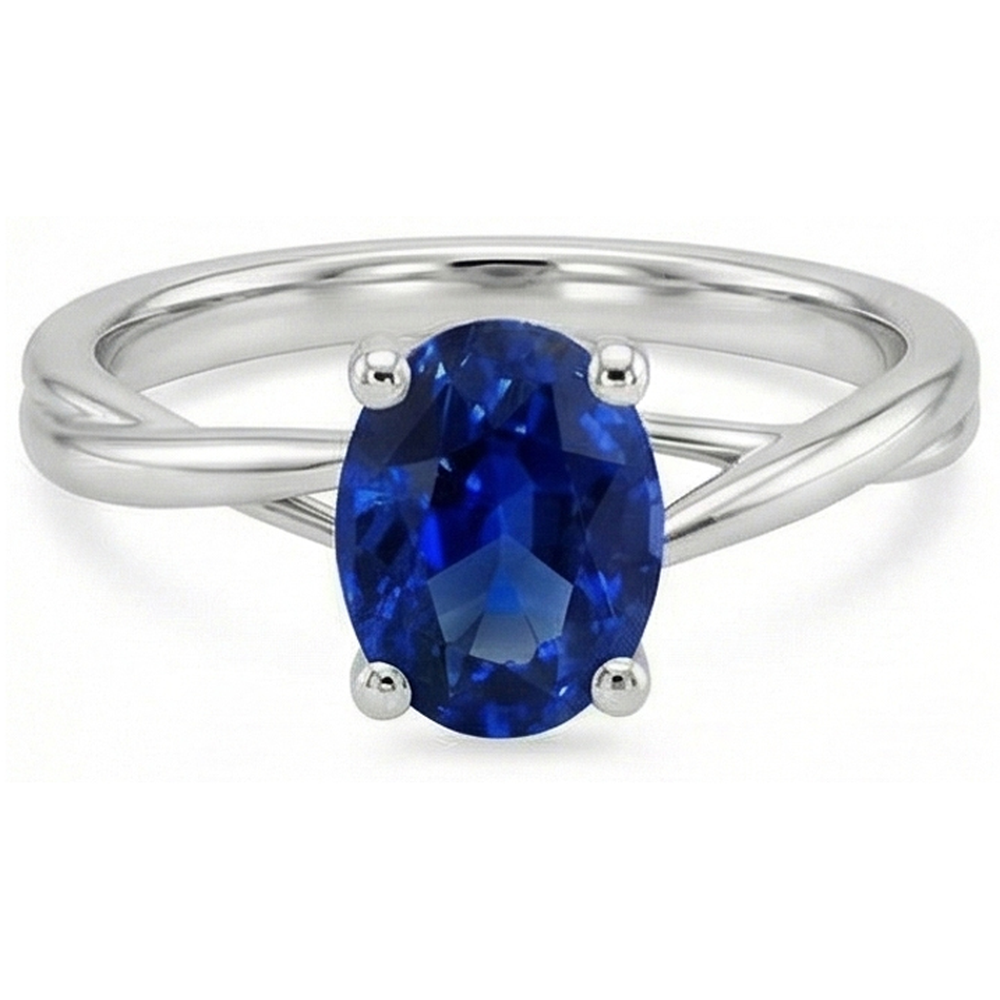 Solitaire Ceylon Sapphire Ring Oval Cut Prong Set 3 Carats