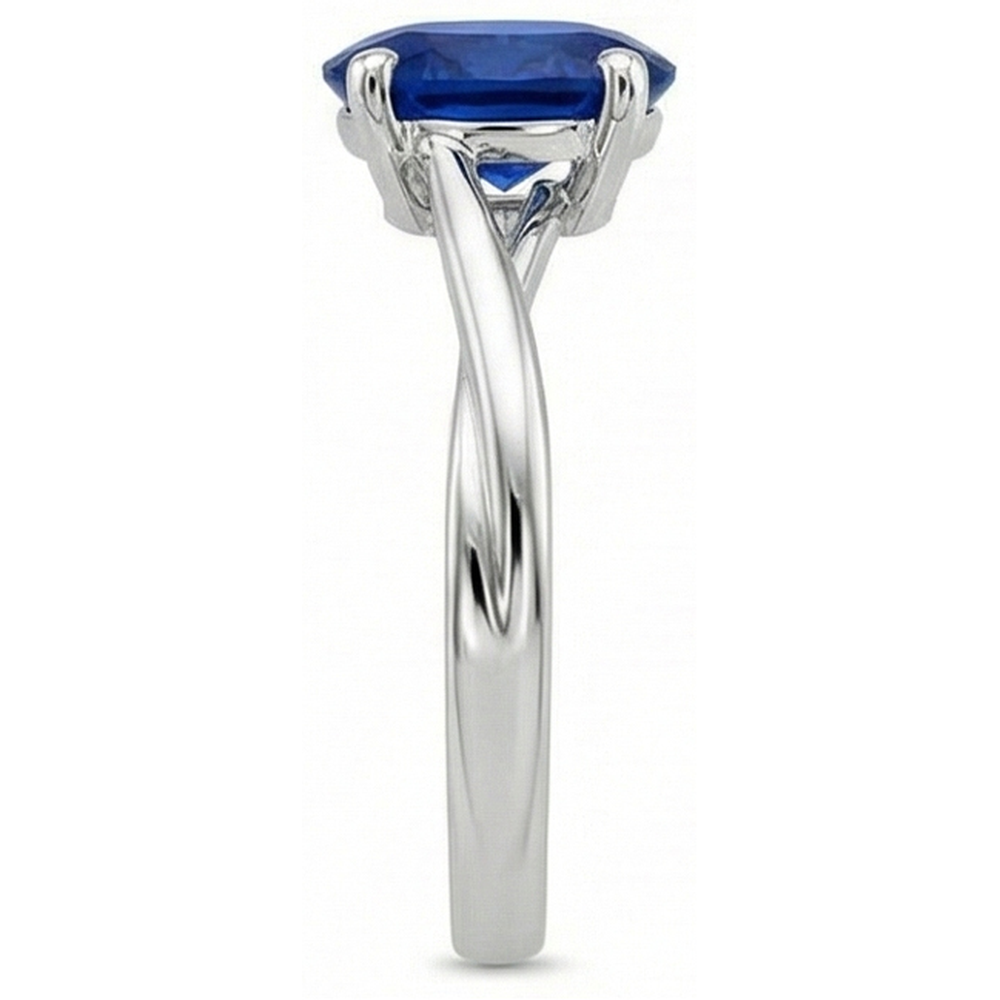 Solitaire Ceylon Sapphire Ring Oval Cut Prong Set 3 Carats