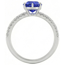 Solitaire Ceylon Sapphire Ring With Round Natural Earth Mined Diamond Accents 4.50 Carats