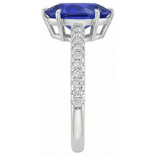 Solitaire Ceylon Sapphire Ring With Round Natural Earth Mined Diamond Accents 4.50 Carats