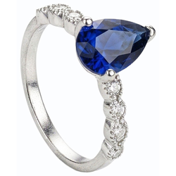 Natural Sapphire Ring 3.50ct - White Gold 14K