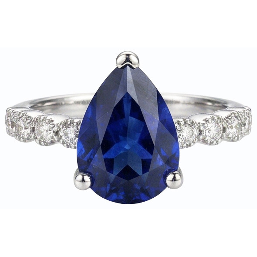natural round sapphire 3.50ct ring top view
