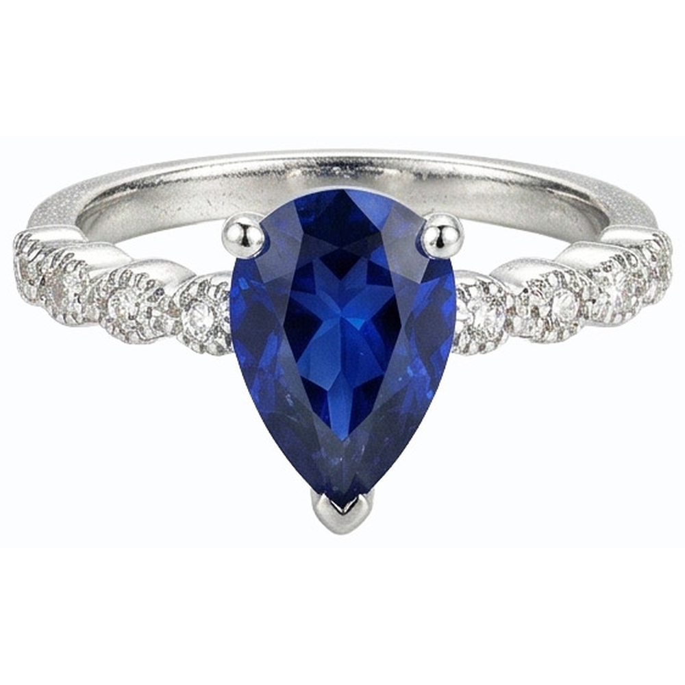 natural round sapphire 3.50ct ring on white background