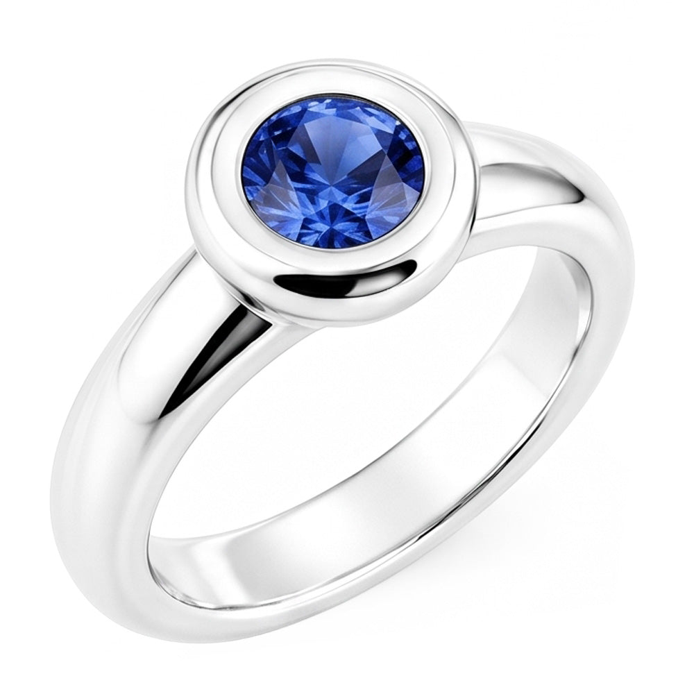 Solitaire Ceylon Sapphire Round 1 Ct. Ring Gold Jewellery