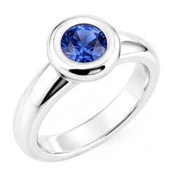 Solitaire Ceylon Sapphire Round 1 Ct. Ring Gold Jewellery