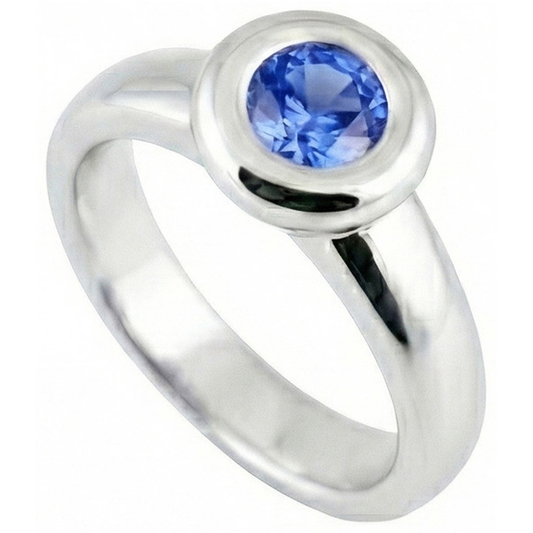 Solitaire Ceylon Sapphire Round 1 Ct. Ring Gold Jewellery