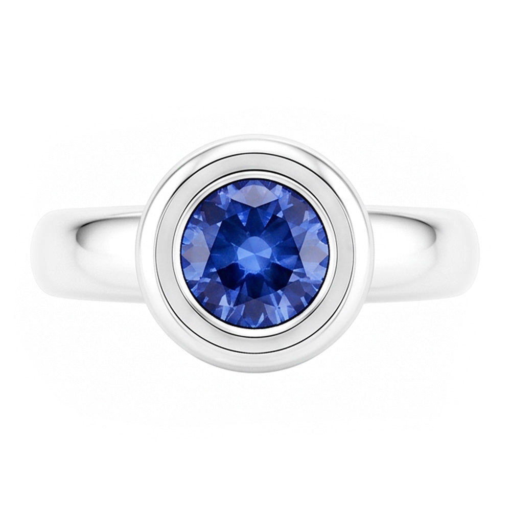 Solitaire Ceylon Sapphire Round 1 Ct. Ring Gold Jewellery