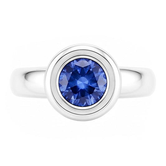 Solitaire Ceylon Sapphire Round 1 Ct. Ring Gold Jewellery