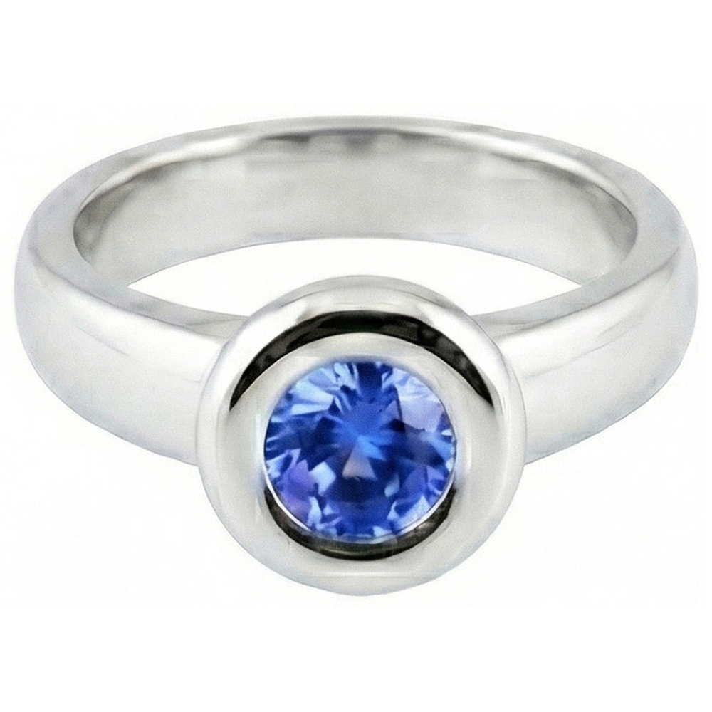 Solitaire Ceylon Sapphire Round 1 Ct. Ring Gold Jewellery