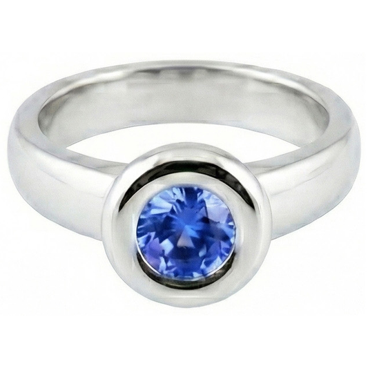 Solitaire Ceylon Sapphire Round 1 Ct. Ring Gold Jewellery