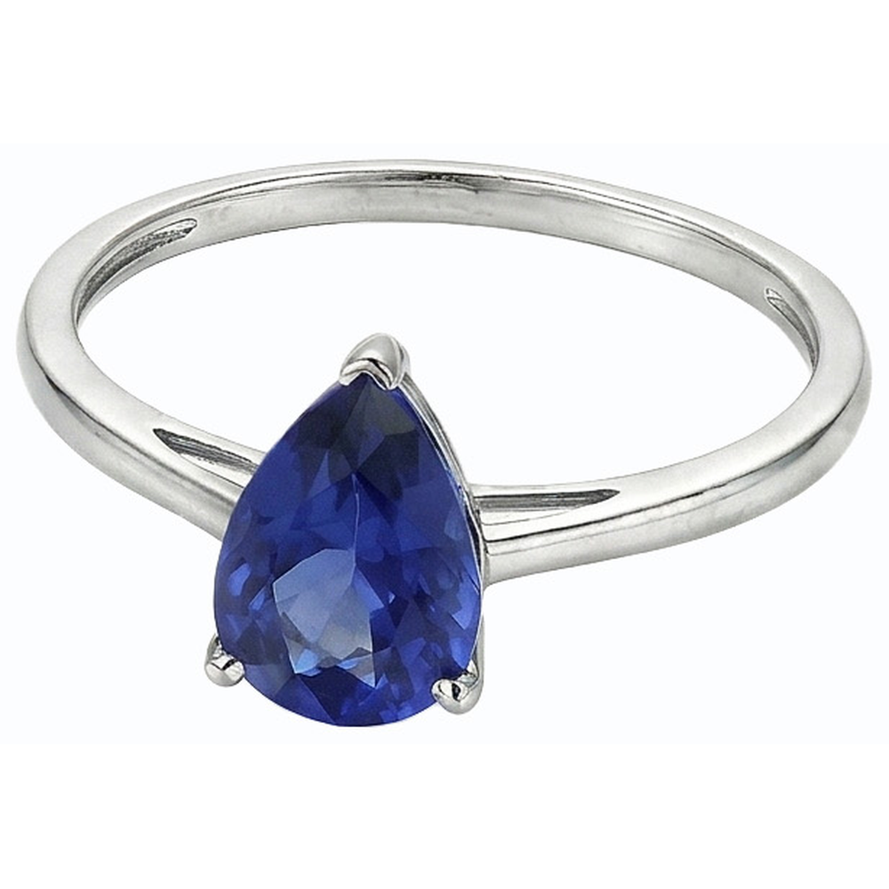 natural pear sapphire 1.50ct ring close up detail