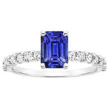 Solitaire Ceylon Sapphire With Accents Ring & Natural Earth Mined Diamonds 5 Carats