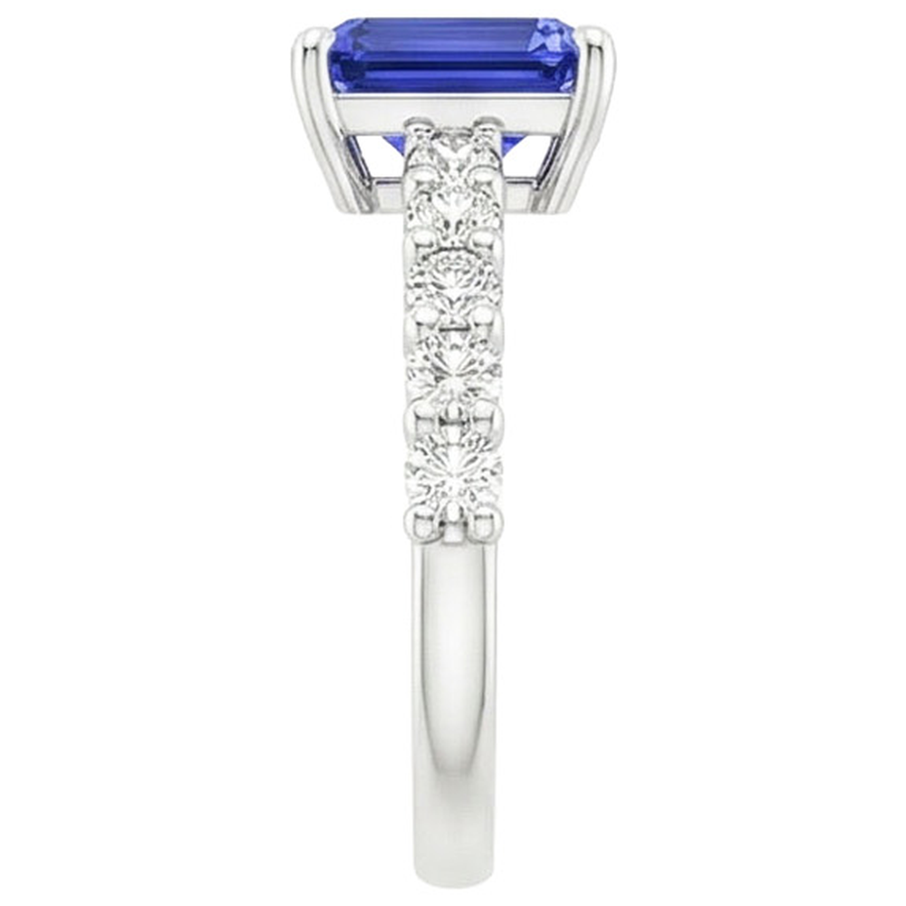 Solitaire Ceylon Sapphire With Accents Ring & Natural Earth Mined Diamonds 5 Carats